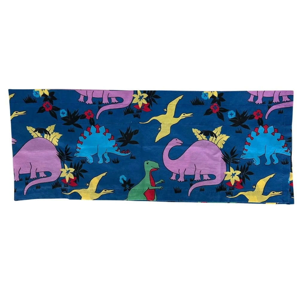 Dinosaur Window Valance Kids Blue Multicolor Novelty Print Retro‎ Kidcore